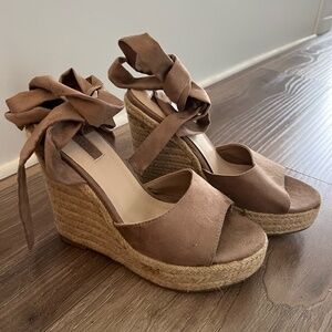 Forever 21 Wedge lace around ankle heels